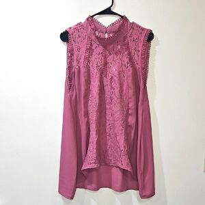 Self Esteem Pink Asymmetrical Sleeveless Blouse